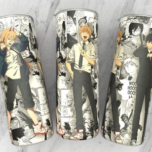 Straight 20 oz skinny tumbler anime sublimation design | manga panel design | manga collage wallpaper 300 dpi ready print | Anime wrap