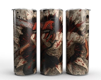 Anime fanart 20 oz magere beker wrap – 9,3 x 8,2" sublimatie png-bestand | Leuk, donker, neon, chibi-mangapaneelcollage | Instant digitale download