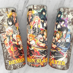 Straight 20 oz skinny tumbler anime sublimation design | manga panel design | manga collage wallpaper 300 dpi ready print | Anime wrap