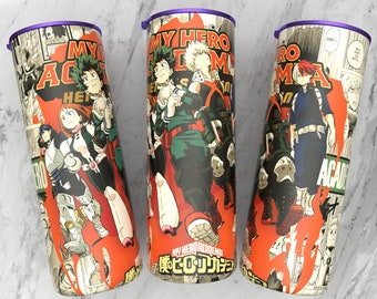 Design a sublimazione anime con tumbler skinny dritto da 20 oz / design del pannello manga / carta da parati collage manga stampa pronta a 300 dpi / avvolgimento anime