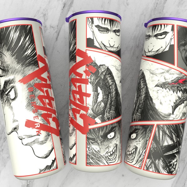 Straight 20 oz skinny tumbler anime sublimation design | manga panel design | manga collage wallpaper 300 dpi ready print | Anime wrap