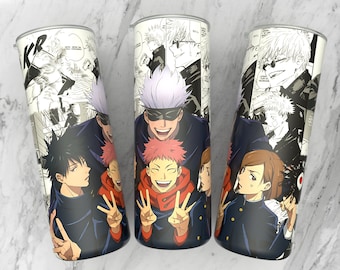 Design a sublimazione anime con tumbler skinny dritto da 20 oz / design del pannello manga / carta da parati collage manga stampa pronta a 300 dpi / avvolgimento anime