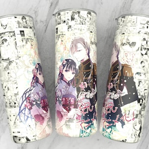 5 PNG Straight 20 oz skinny tumbler anime sublimation design | manga panel design | manga collage wallpaper 300 dpi ready print | Anime wrap