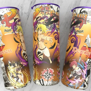 Straight 20 oz skinny tumbler anime sublimation design | manga panel design | manga collage wallpaper 300 dpi ready print | Anime wrap