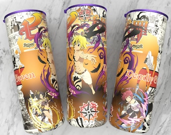 Straight 20 oz skinny tumbler anime sublimation design | manga panel design | manga collage wallpaper 300 dpi ready print | Anime wrap