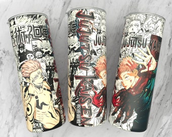 Design a sublimazione anime con tumbler skinny dritto da 20 oz / design del pannello manga / carta da parati collage manga stampa pronta a 300 dpi / avvolgimento anime