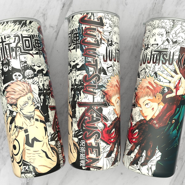 Straight 20 oz skinny tumbler anime sublimation design | manga panel design | manga collage wallpaper 300 dpi ready print | Anime wrap