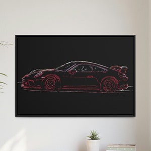 Birthday, Automotive LARGE Framed 48x32 Porsche Canvas Print Wall Art For home or office - Porsche 911 Turbo | Gift for husband or boyfriend
