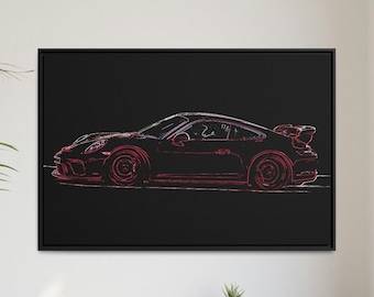 Birthday, Automotive LARGE Framed 48x32 Porsche Canvas Print Wall Art For home or office - Porsche 911 Turbo | Gift for husband or boyfriend