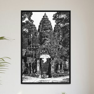 Large 32x48 Angkor Wat Canvas Framed Wall Art, Cambodia Print, Angkor Wat Painting Poster, Travel Artwork Decor for Home Office Gift for Her