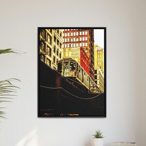 Rhythmic Transit, Vintage, Chicago EL Loop Canvas Print, Wall Art, Office or Home Decor, Perfect for Urban Explorers