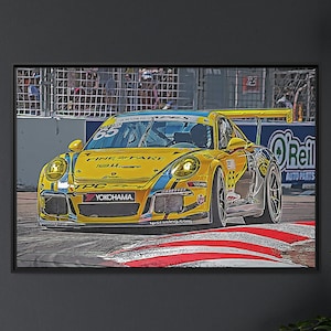 Garage 'Wandkunst, Porsche 911 Got3 Cup Racing Leinwanddruck gerahmt, RWB Porsche Rs 996 997 991 992 Poster, Mancave Geschenk Kunstwerk