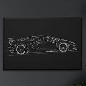 Luxury, Sports Car, Framed Canvas Art of Lamborghini Aventador SVJ, Perfect Decor for Car Enthusiasts, Garage or Mancave Wall, Gift for Him