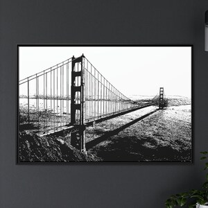 Memorabilia, San Francisco California, Large Framed Canvas Print, Wall Art for Home/Office, Golden Gate Bridge, gift for him or gift for her