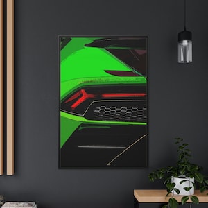 Lambo Canvas Wall Art, Lamborghini Huracan Performante Framed Artwork, Mancave Decor or for Home and Office, Father&#39;s Day Gift for Dad