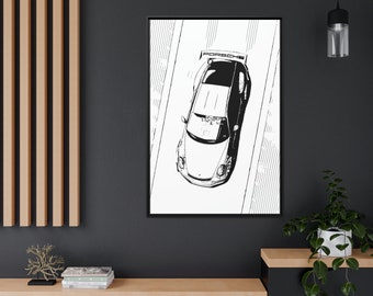 Office Decor, Porsche 911, Large Framed Canvas Print, Porsche 911 Turbo, German sports cars. Ideal for car enthusiasts and Porsche lovers