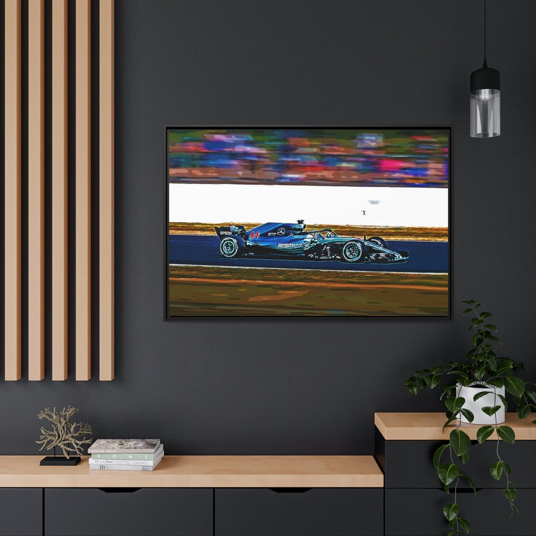 Formula Framed Canvas, Lewis Hamilton Wall Art, Large 48 X 32 F1