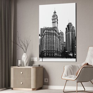 Chicagoland Iconic Artwork - Chicago Wrigley Building and tribune tower Canvas Print Wall Art for Friends and Family&#39;s Housewarming Gift