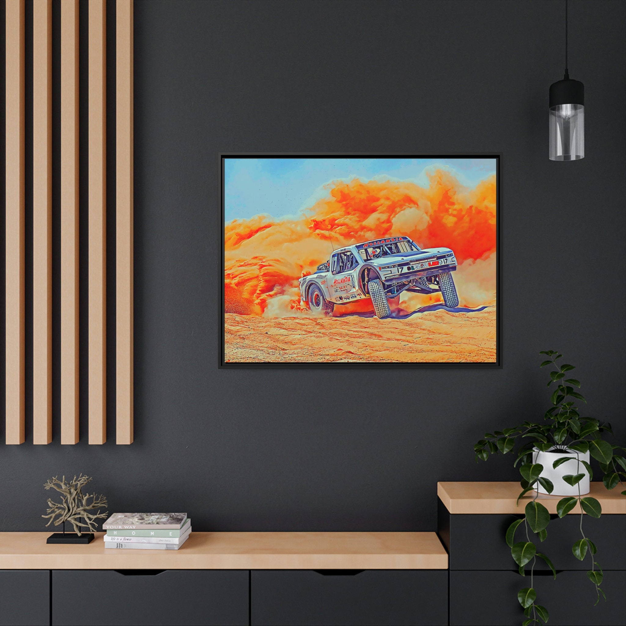 Mechanics Shop Decor, Large Framed Trophy Truck Canvas, Baja 1000
