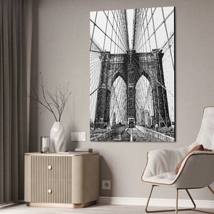 Brooklyn Bridge X-Large 40x60 Canvas Wall Art, New York Print for Home or Office Decor, NYC Penthouse Artwork, Minimalist Decor