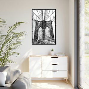 "Brooklyn Bridge gerahmte Leinwanddruck 'Wandkunst für Haus oder Büro Dekor, New York City Poster." New York Kunstwerk Geschenk für Sie