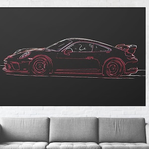 XLARGE 60x40 911 Porsche arte de pared para el hogar u oficina - 356 cartel de porsche, lienzo de porsche RWB, Porsche RS, regalo de cumpleaños para él o Car Guys