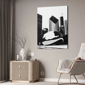Decor Upgrade, Cityscape sculptures , X-Large Canvas Print, Chicago Bean / Cloud Gate, Wall Art, Office or Home Decor, Gift for Art Lovers