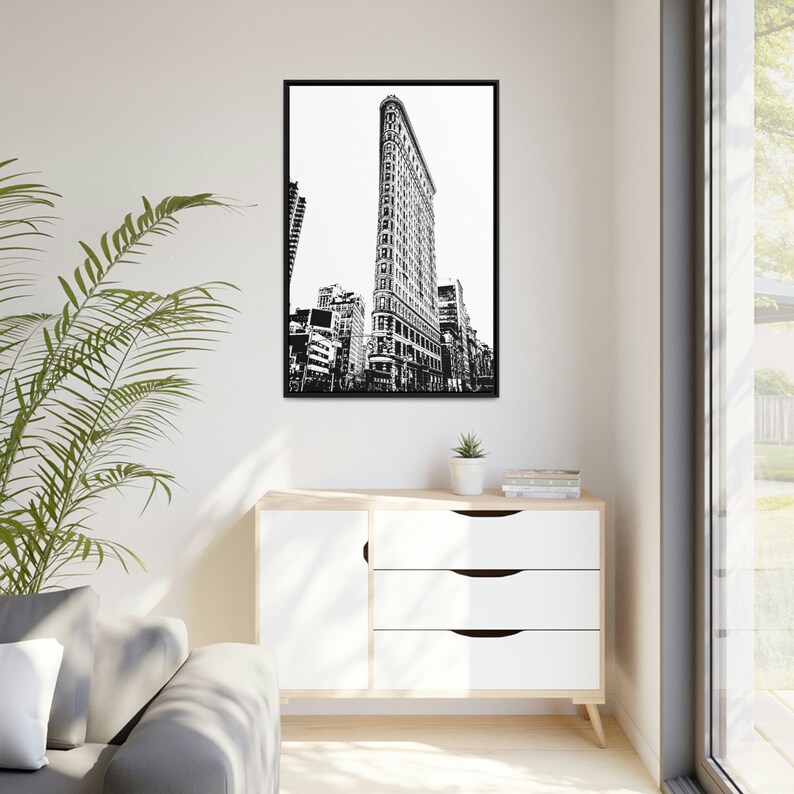 Apartment Decor, New York City Flatiron Building, Large Framed Canvas