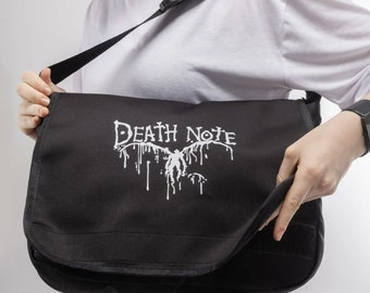 Anime Messenger Bag, Crossbody Bag, Book Bag, Black Messenger Bag