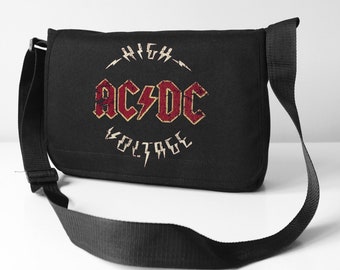 AC DC Black Messenger Bag, Heavy Metal Black Messenger Bag, School Bag