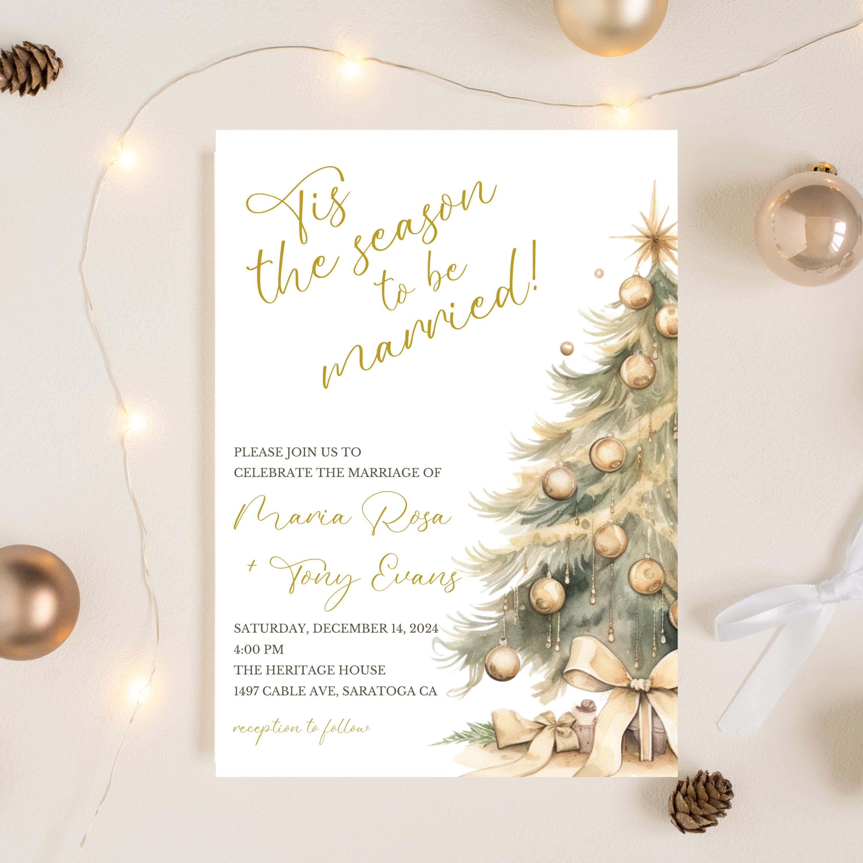 Christmas Themed Wedding Invitation Template | Winter Wedding ...