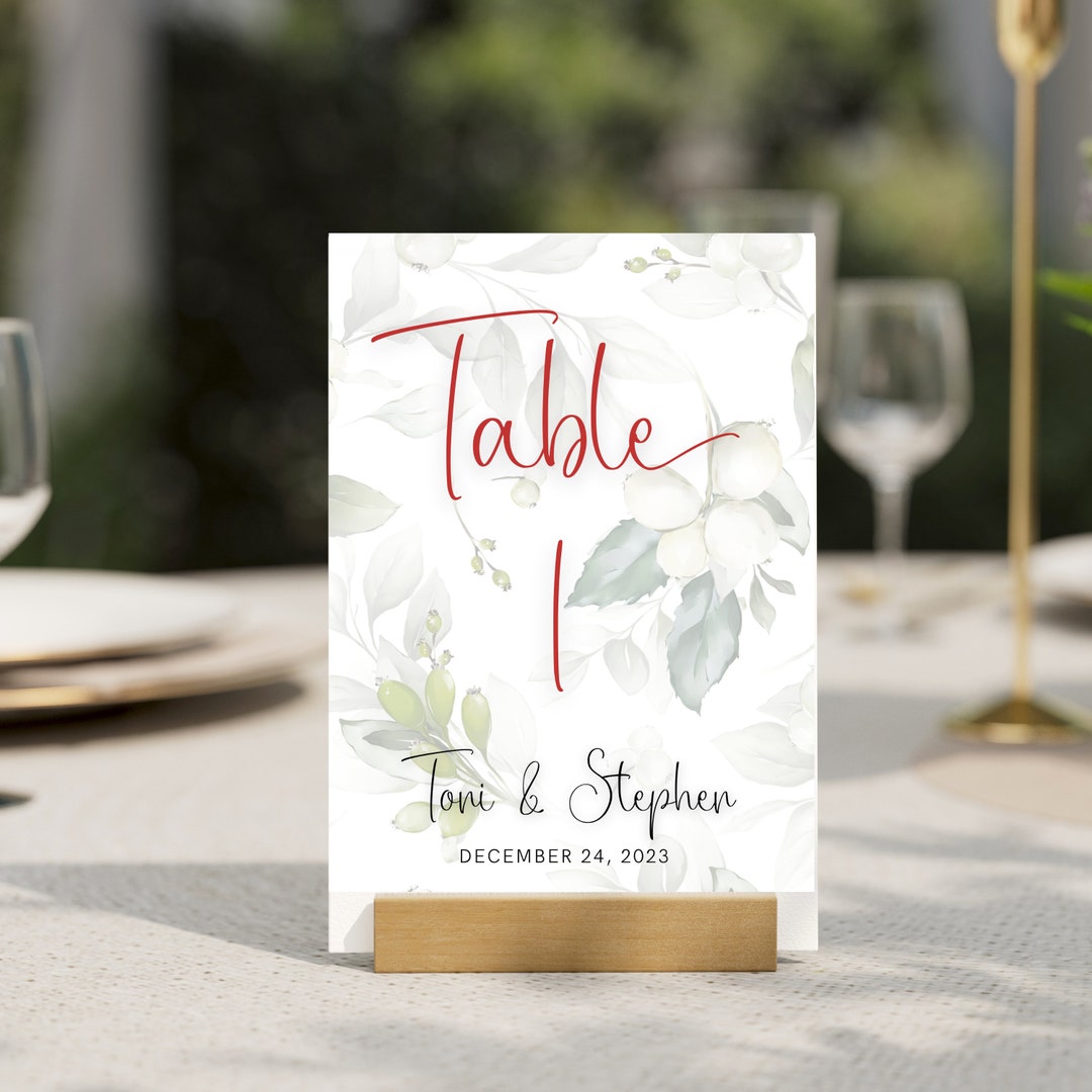 Christmas Wedding Table Numbers Template Holiday Table Numbers Table