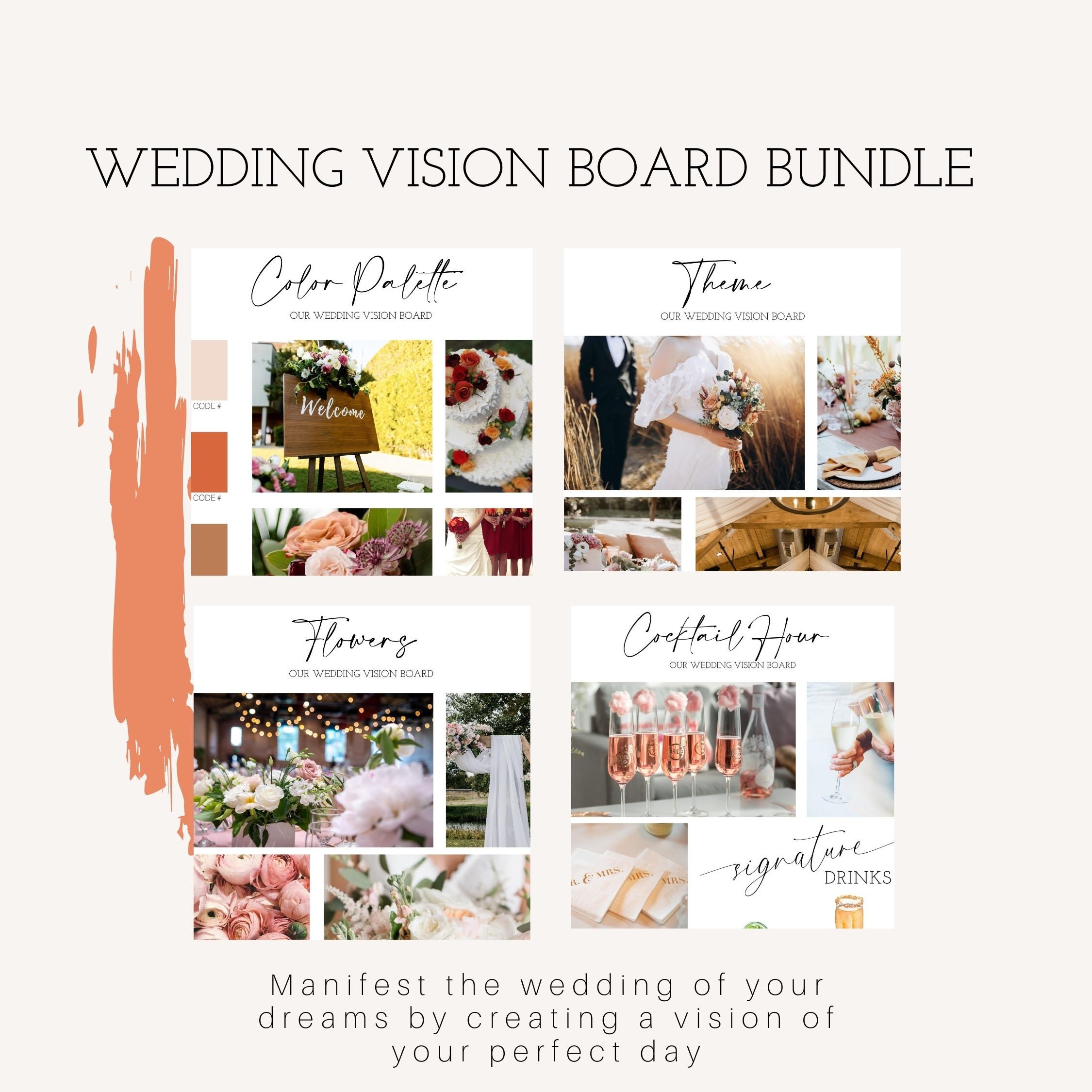 Wedding Vision Board Template Digital Wedding Planner Template Wedding Wedding Vision Board Template Digital Wedding Planner Template Wedding