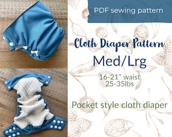 Patrón de costura en PDF para pañales de tela para bebés de talla M/L