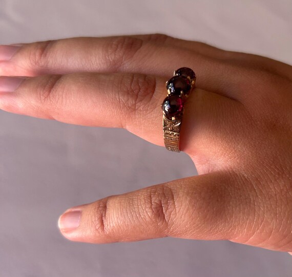 Garnet Trilogy Ring • Red Multi-Gemstone Ring • 1… - image 10