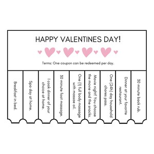 Valentines Day Love Coupon Voucher, Valentines Day Gift, Valentines Day, Printable, Instant Download