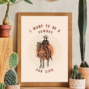 Cowboy wall art, western home decor, vintage art, southwestern art, instant download art, gifts for her, Christmas gift, horse wall art