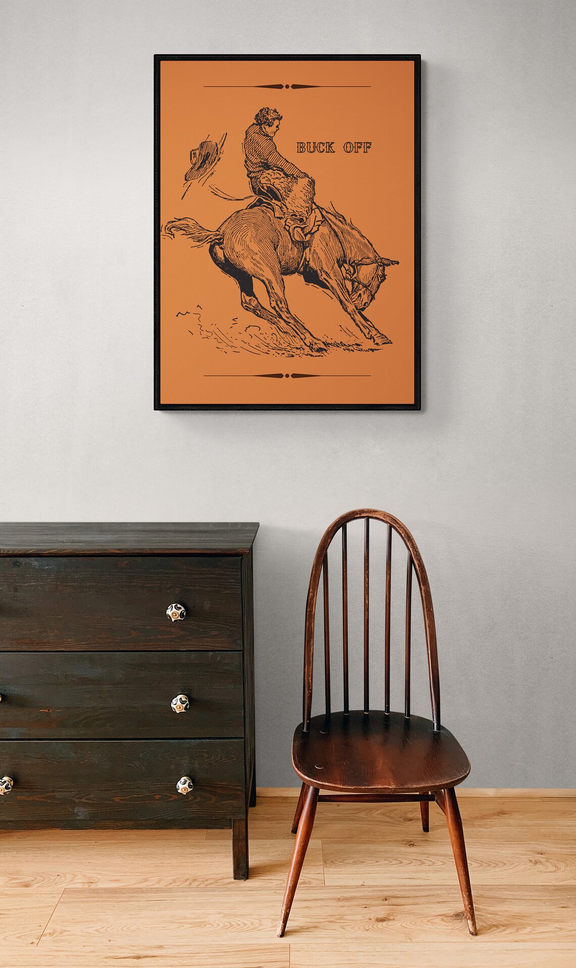 Western Wall Print, Bucking Bronco Art, Western Home Decor, Cowboy Art