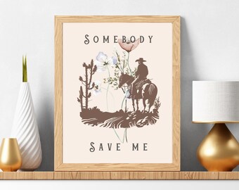 arte vaquero, arte de pared imprimible, arte de rollo de gelatina, arte de Lainey Wilson, regalos para ella, decoración del hogar, impresión occidental, arte de música country