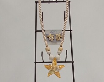 Conjunto de collar de estrella de mar vintage y aretes a juego