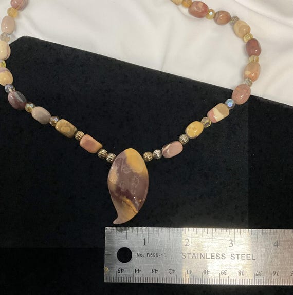 Natural Tumbled Stone Beaded Statement Necklace B… - image 4