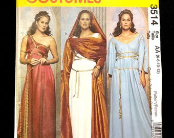 McCall’s Pattern 3514 Women’s Ancient Greek Roman Costume Dresses UNCUT