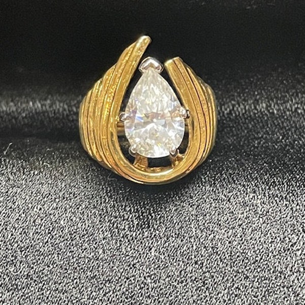 Vintage 18kt HGE CZ Ring SZ 8