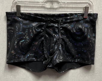 Mens Blue Holographic Patterned Briefs In Large