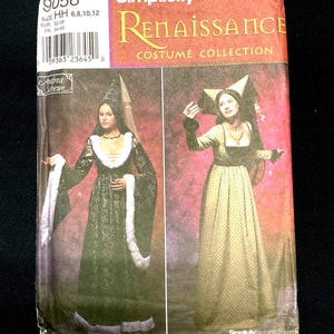 Simplicity 9058 Sewing Pattern Women&#39;s Medieval Renaissance Faire Dresses and Hats Size 6-12