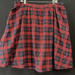 Lindy Bop Retro 50’s Style Dark Red & Navy Blue Plaid Skirt MCM Plus Size US 18/UK 22