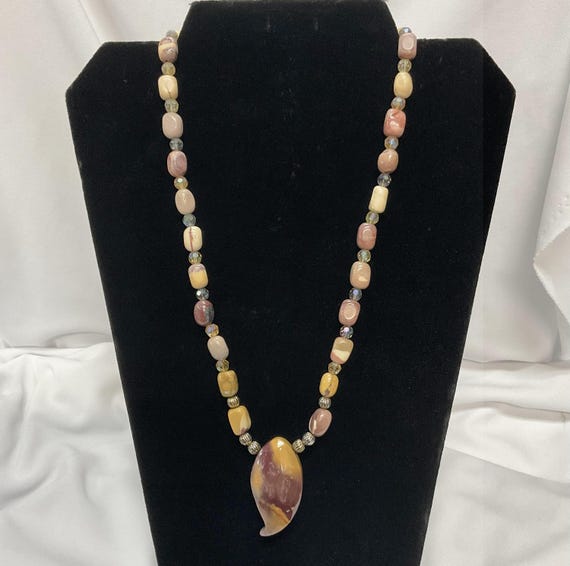 Natural Tumbled Stone Beaded Statement Necklace B… - image 3