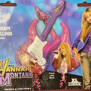 41" x 18" Disney Hannah Montana Guitar Supershape Mylar Balloon. New Old Stock bild 2