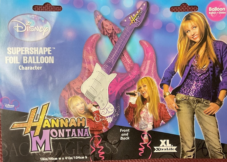 41" x 18" Disney Hannah Montana Guitar Supershape Mylar Balloon. New Old Stock bild 2