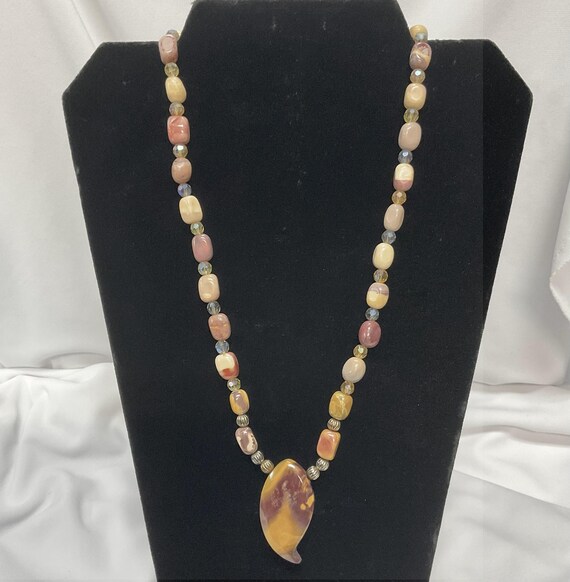 Natural Tumbled Stone Beaded Statement Necklace B… - image 2